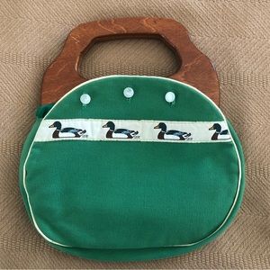 B.H. Smith Green Mallard Duck Bermuda Bag & Xtra Cover 80’s preppy vintage bag
